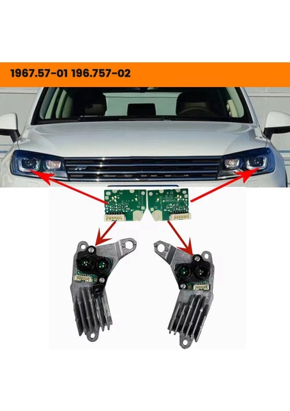 1 Çift Araba LED Kartı Çip Modülü 196757-01 196.757-02 Vw Touareg 16-18 Gündüz Farı Kartı 19675701 19675702 (Yurt Dışından)