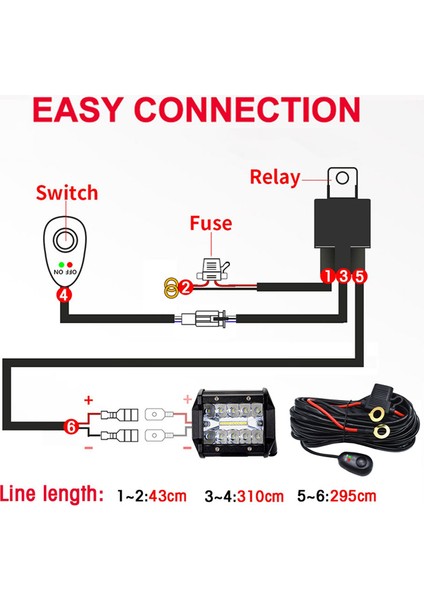 480W 14AWG 12V 40A Kablo Demeti Röle Kablo Takımı Sigorta Offroad LED Çalışma Lambası Için (1 Kontrol 1 Işık) (Yurt Dışından)