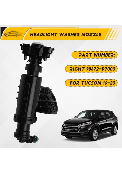 Ön Far Lambası Yıkama Spreyi Nozulu Silindir Jet Hyundai Tucson 2016-2020 Sağ 98672-D7000 (Yurt Dışından)
