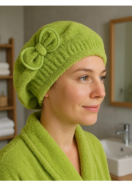 CottonVerse Saç Kurulama Bonesi – %100 Pamuk , Fiyonklu