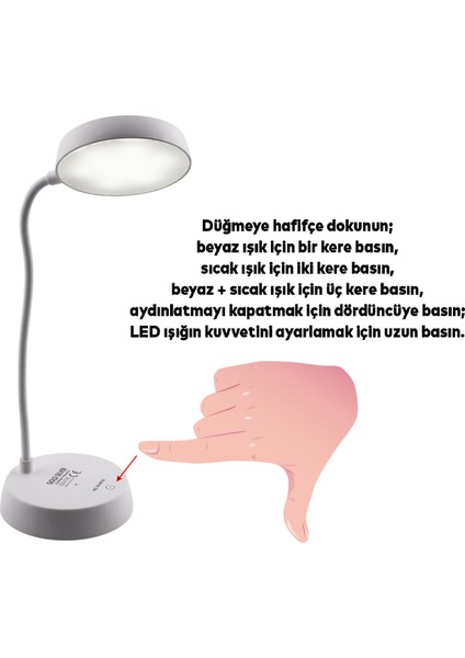 Şarjlı Akrobat 360° Masa Üstü Lamba 3 Kademe Dokunmatik Çalışma Okuma Işığı Gece Lambası Soft Işık
