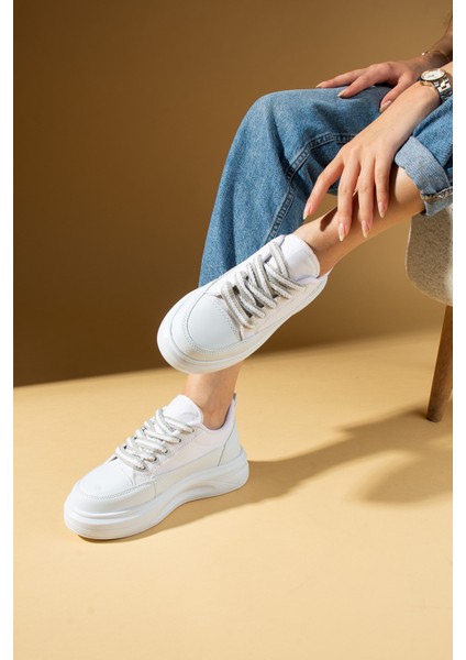 Kalın Taban Renkli Bağcıklı Hafif Taban Kadın Sneakers 89-049-25 fiyatları