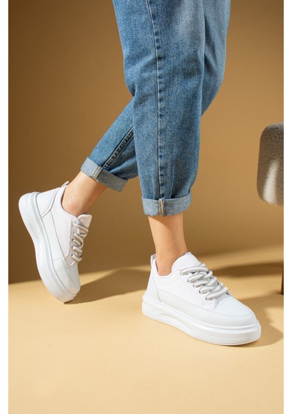 Kalın Taban Renkli Bağcıklı Hafif Taban Kadın Sneakers 89-049-25 modelleri