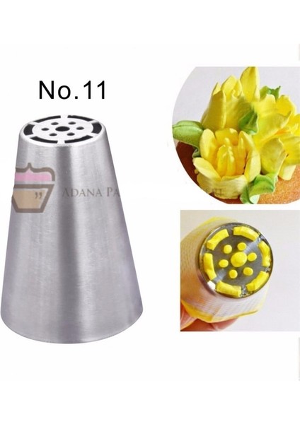 Paslanmaz Çelik Krema Sıkma Torbası Ucu Büyük Rus Duyu, 1 Adet+4 Adet Sıkma Torbası