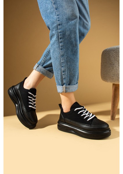 Kalın Taban Renkli Bağcıklı Hafif Taban Kadın Sneakers 89-049-25 modelleri