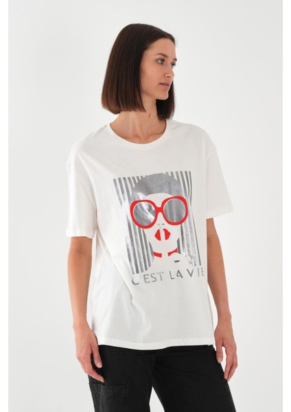 Alexandergardı Baskılı Siyah Kadın T-Shirt