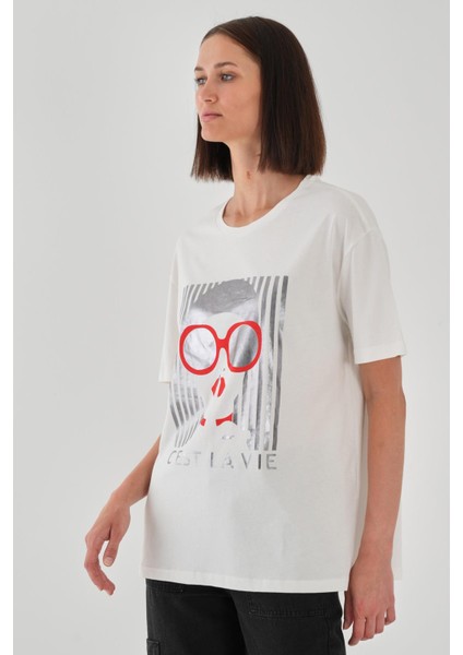 Alexandergardı Baskılı Siyah Kadın T-Shirt