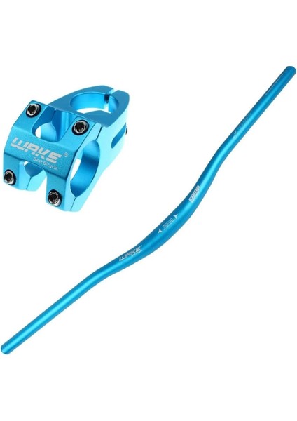 Wake Gidon ve Boğaz Seti, Mavi Renk, Aluminyum, Uzunluk 780 Mm, Gidon Boğaz Çapı 31.8 mm