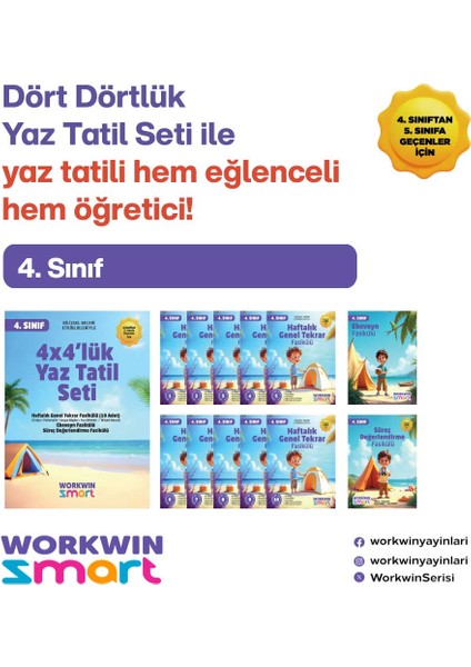 4. Sınıf 4x4'lük Tatil Tekrar Seti | 12 Fasikül+Bilişsel ETKINLIKLER-2025
