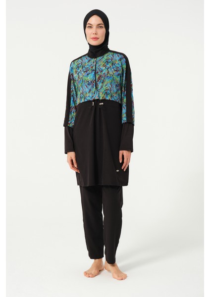 Crop Detaylı Sporcu Tam Kapalı Tesettür Mayo 3011-25 Siyah indirimleri