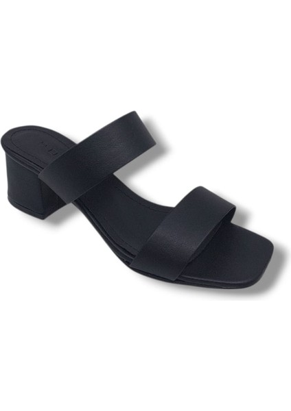 250 Kadın Siyah Alçak Kalın Topuk Terlik fırsatları