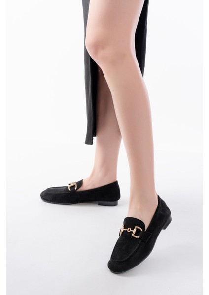 303 Siyah Süet Toka Aksesuarlı Günlük Kadın Babet fiyatları