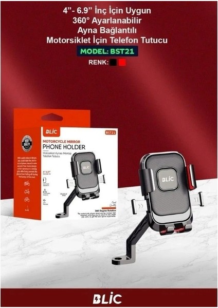Motosiklet Aynası Montajı Telefon Tutucu