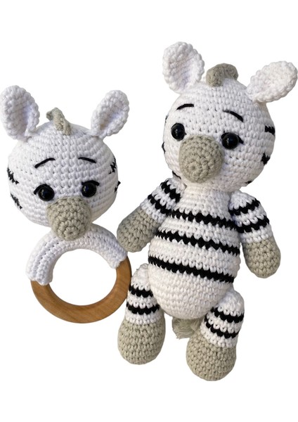 Organik Uyku Arkadaşı - Organik Oyuncak - Bebek Hediye Seti - Yenidoğan Seti - Zebra'lı Set