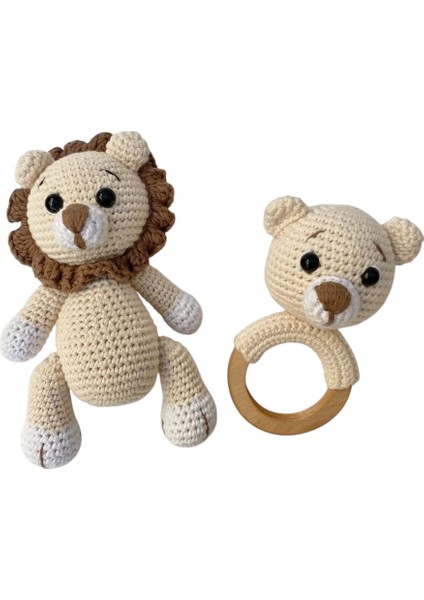 Organik Uyku Arkadaşı - Organik Oyuncak - Bebek Hediye Seti - Yenidoğan Seti - Aslan'lı Set