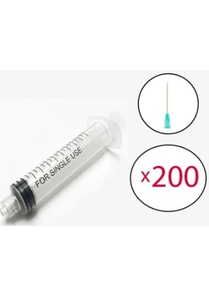 5 ml Luer Lock Yeşil Iğneli Enjektör 08*38MM (21G*11/2) 200 Adet