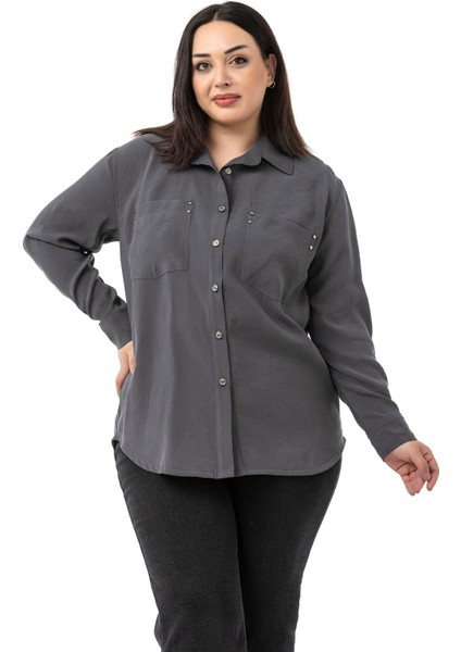 Büyük Beden Torba Cepli Rivetli Antrasit Gömlek indirimleri