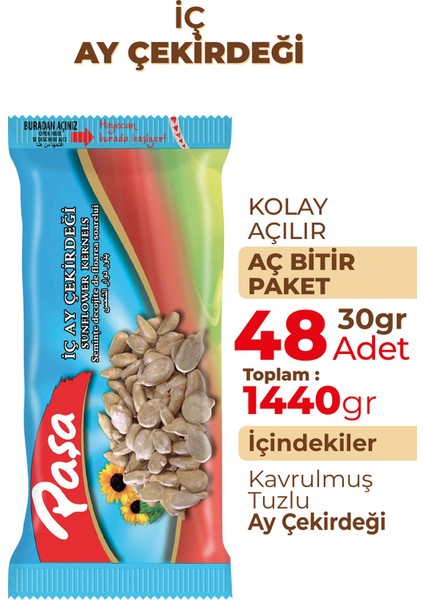 İşlenmiş İç Ay Çekirdeği 30 gr x 48 Adet