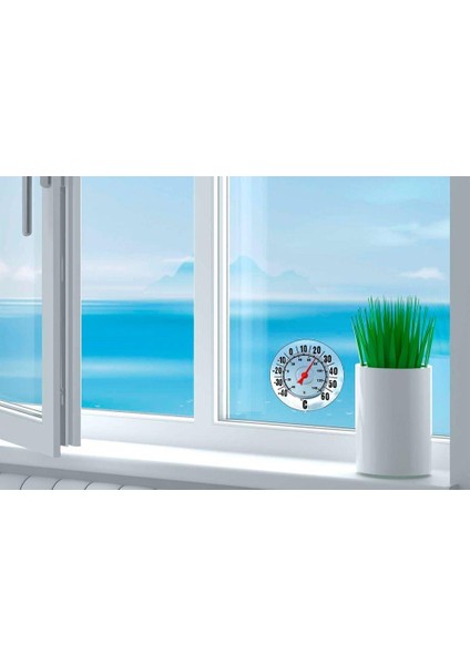 Büyük Ekranlı Dış Mekan Termometresi – Cıvasız, 18 cm Çap, Santigrat & Fahrenheit, Vantuzlu Pencere Montajı