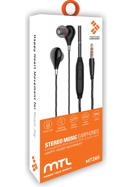 3.5 mm Jack Girişli Stereo Kulak Içi Silikonlu Kablolu Kulaklık MT265