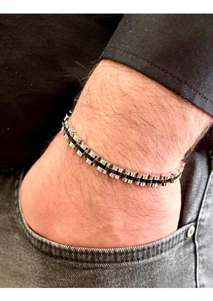 Rolex Model Sade Ince Şık Çelik Paslanmaz Erkek Bileklik 21 Cm-3,5mm