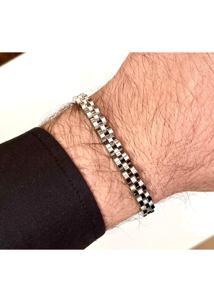 Rolex Model Sade Ince Şık Çelik Paslanmaz Erkek Bileklik 21 Cm-3,5mm fiyatları