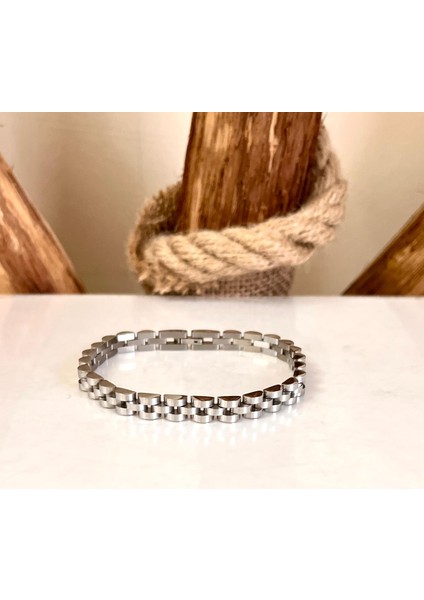 Rolex Model Sade Ince Şık Çelik Paslanmaz Erkek Bileklik 21 Cm-3,5mm modelleri