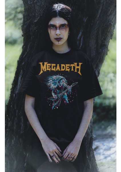 Unisex Megadeth V2 Baskılı Tişört, Oversize Rock Metal Baskılı T-Shirt fiyatları
