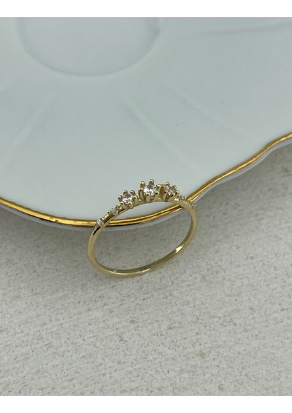 14 Ayar Altın Mini Taşlı Yüzük