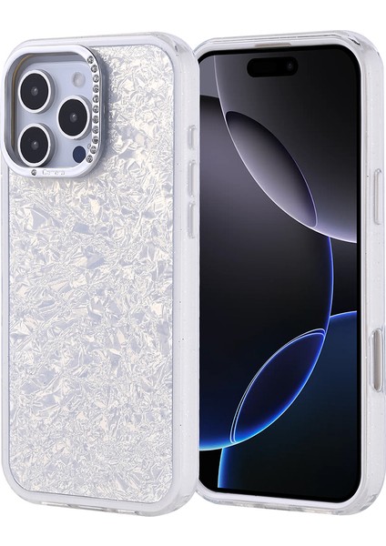 Apple iPhone 16 Pro Kılıf Taşlı Tasarım Zore Kapi Kapak + Temperli Cam Ekran Koruyucu