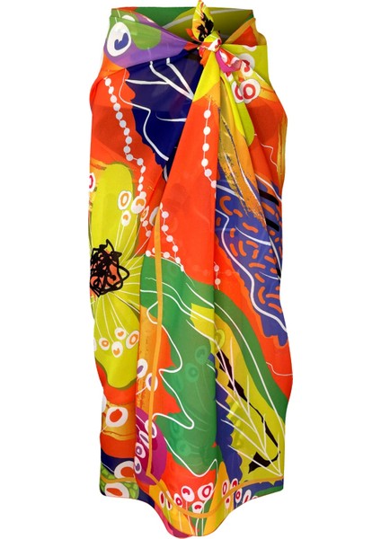 Shelly Şifon Oranj Flower Pareo (150*100 Cm) modelleri