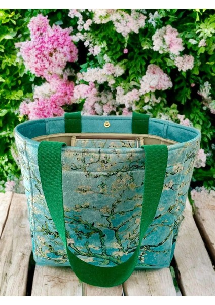 Van Gogh Badem Çiçeği Model Kadın Çanta Günlük Çanta/Plaj Çantası /Piknik Çantası/Beach Bag modelleri
