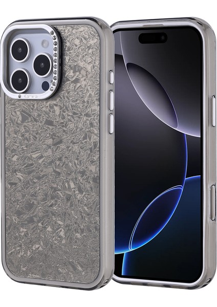 Apple iPhone 16 Pro Kılıf Taşlı Tasarım Zore Kapi Kapak + Temperli Cam Ekran Koruyucu