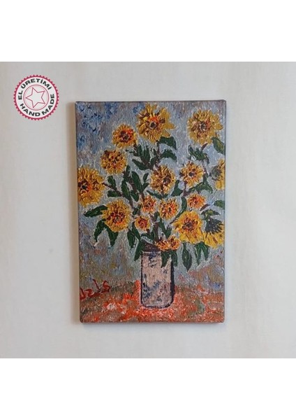 5905 El Yapımı Ayçiçekler Temalı Kanvas Tablo