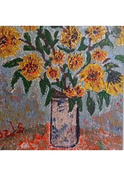 5905 El Yapımı Ayçiçekler Temalı Kanvas Tablo fiyatları