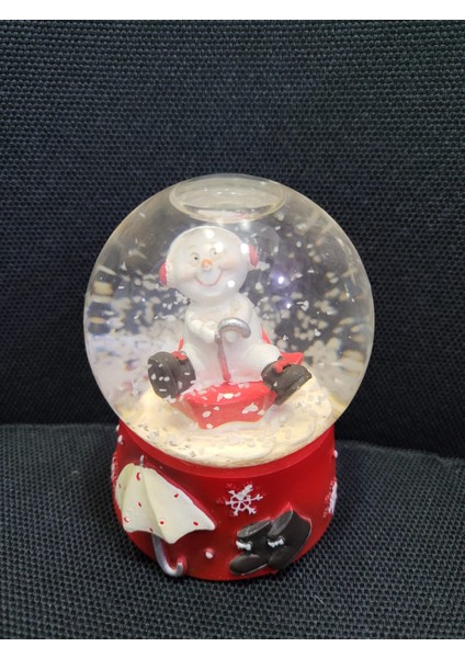 9cm Kar Küre Kırmızı Kardan Adam Noel Yılbaşı 1 Adet
