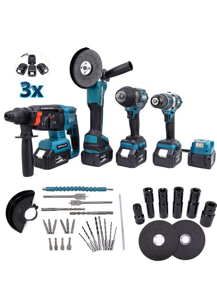 Beşli Set MK800 (Power Bank LED 13MM Ç.mandren+S.sıkma+Ş.spral+Ş.hilti)