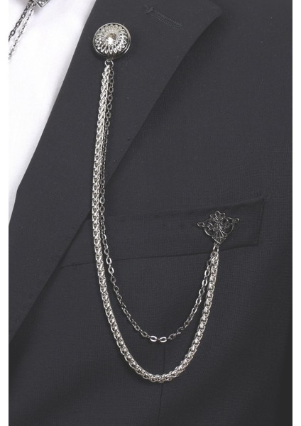 Taşlı Siyah Yaka Broş Seti – Güneş Motifli Zincirli Erkek Ceket & Gömlek Aksesuarı (BRS06) fiyatları