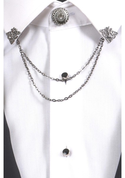 Taşlı Siyah Yaka Broş Seti – Güneş Motifli Zincirli Erkek Ceket & Gömlek Aksesuarı (BRS06) fırsatları