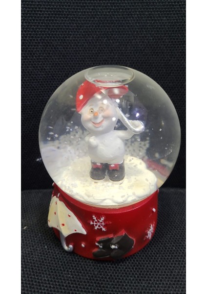 9cm Kar Küre Kırmızı Kardan Adam Noel Yılbaşı 1 Adet