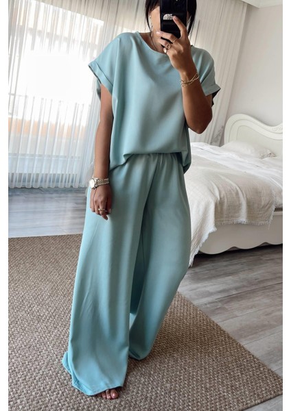 Mint Rengi Pamuk Pijama Takımı