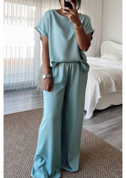 Mint Rengi Pamuk Pijama Takımı