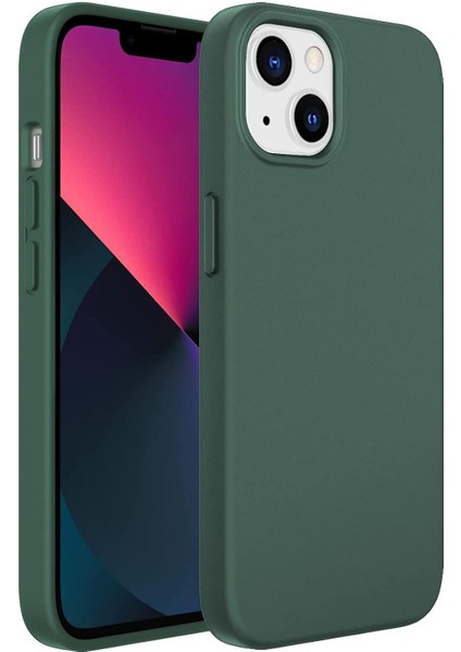 Metrashop Trend iPhone 14 Kılıf 6.1 Içi Kadife Lansman Silikon Kılıf Şok Emici Full Kasa Koruma Sağlayan Kılıf - Liquid Silicone Case Compatible With iPhone 14 6.1 Inch Gel Rubber Full Body Protection Cover Case Drop Protection Case Haki Yeşil