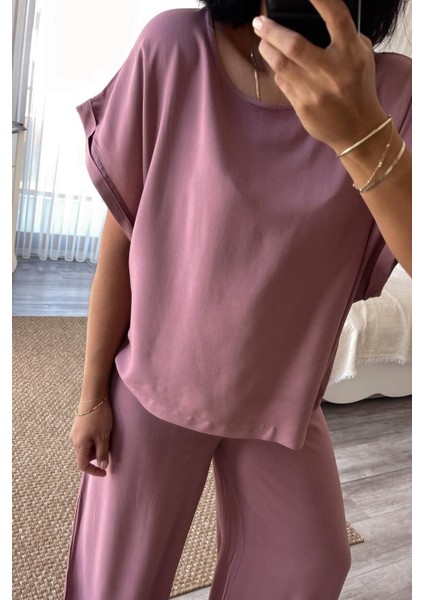 Pudra Rengi Pamuk Pijama Takımı
