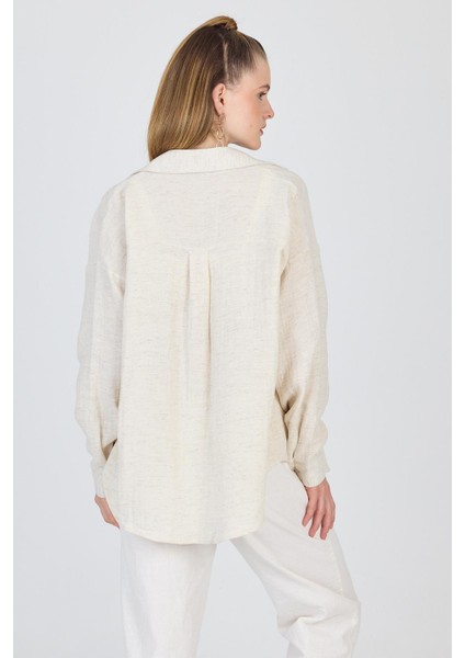 Natural Tek Cepli %100 Pamuk Oversize Gömlek 4706A