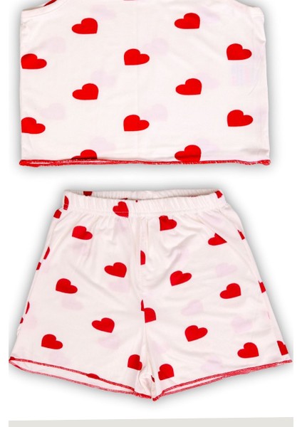 Kalpli ve Çizgili Askılı Üst, Şort 2'li Kız Çocuk Pijama Takımı