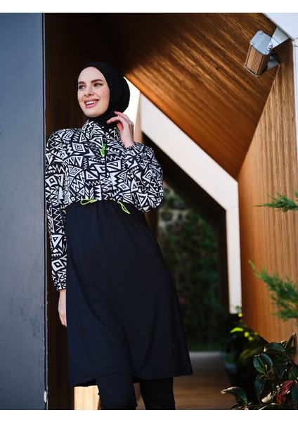Kadın Likralı Tam Kapalı Tesettür Mayo 21108-25 Siyah modelleri