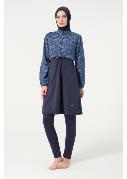 Kadın Likralı Tam Kapalı Tesettür Mayo 21111-25 Koyu Lacivert