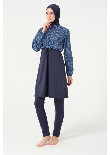 Kadın Likralı Tam Kapalı Tesettür Mayo 21111-25 Koyu Lacivert modelleri
