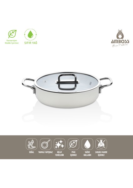 Sera Nova Seramik Yanmaz Yapışmaz Basık Tencere 30 cm – Beyaz fiyatları